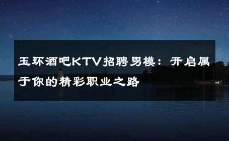 玉环酒吧KTV招聘男模：开启属于你的精彩职业之路 