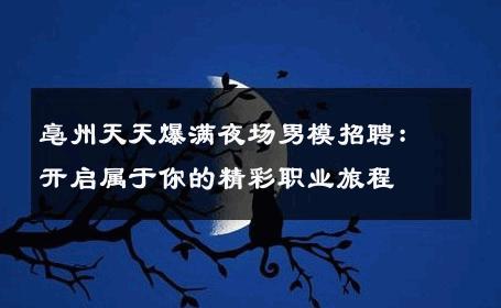 亳州天天爆满夜场男模招聘：开启属于你的精彩职业旅程 