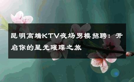 昆明高端KTV夜场男模招聘：开启你的星光璀璨之旅 