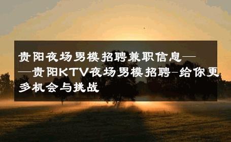 贵阳夜场男模招聘兼职信息——贵阳KTV夜场男模招聘-给你更多机会与挑战 