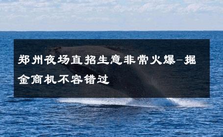 郑州夜场直招生意非常火爆-掘金商机不容错过 