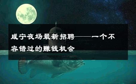 咸宁夜场最新招聘——一个不容错过的赚钱机会 