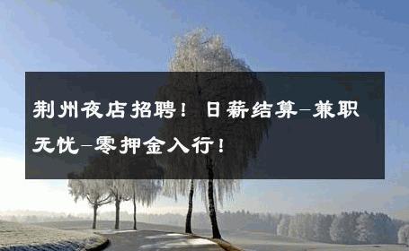 荆州夜店招聘！日薪结算-兼职无忧-零押金入行！ 