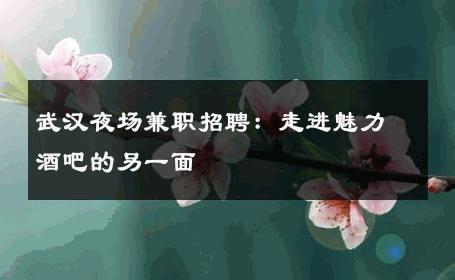武汉夜场兼职招聘：走进魅力酒吧的另一面 