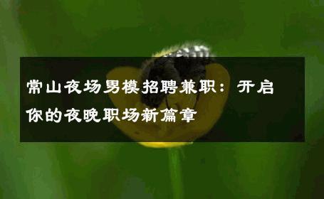 常山夜场男模招聘兼职：开启你的夜晚职场新篇章 