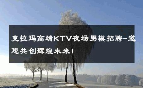 克拉玛高端KTV夜场男模招聘-邀您共创辉煌未来！ 