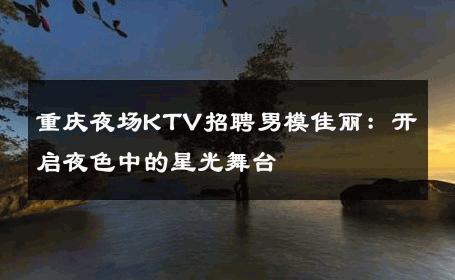 重庆夜场KTV招聘男模佳丽：开启夜色中的星光舞台 