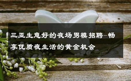 三亚生意好的夜场男模招聘-畅享优质夜生活的黄金机会 