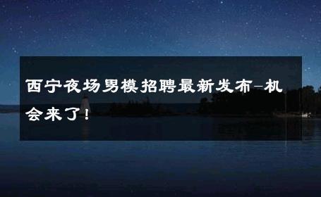 西宁夜场男模招聘最新发布-机会来了！ 