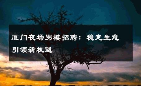 厦门夜场男模招聘：稳定生意引领新机遇 