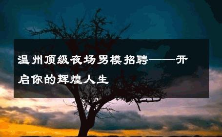 温州顶级夜场男模招聘——开启你的辉煌人生 