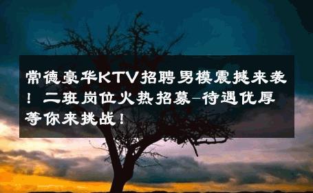 常德豪华KTV招聘男模震撼来袭！二班岗位火热招募-待遇优厚等你来挑战！ 