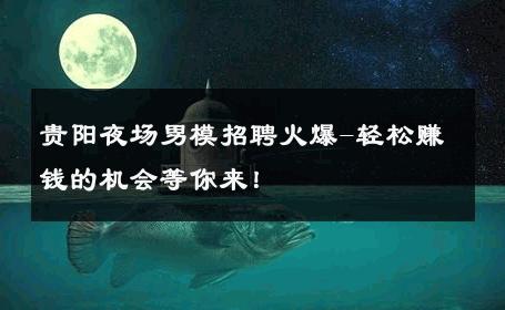 贵阳夜场男模招聘火爆-轻松赚钱的机会等你来！ 