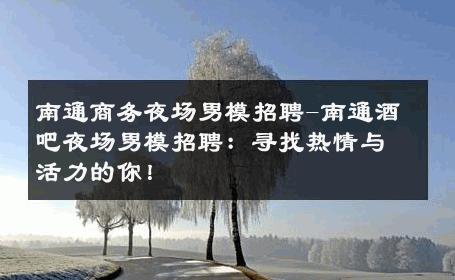 南通商务夜场男模招聘-南通酒吧夜场男模招聘：寻找热情与活力的你！ 