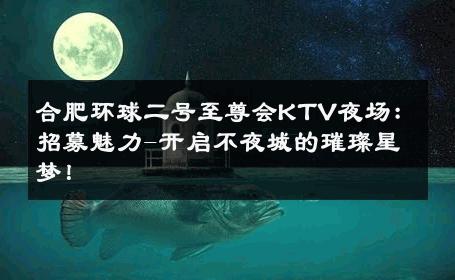 合肥环球二号至尊会KTV夜场：招募魅力-开启不夜城的璀璨星梦！ 