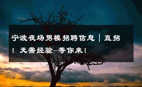 宁波夜场男模招聘信息｜直招！无需经验-等你来！ 