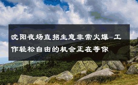 沈阳夜场直招生意非常火爆-工作轻松自由的机会正在等你 