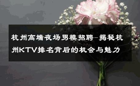 杭州高端夜场男模招聘-揭秘杭州KTV排名背后的机会与魅力 