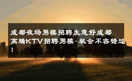 成都夜场男模招聘生意好成都高端KTV招聘男模-机会不容错过！ 