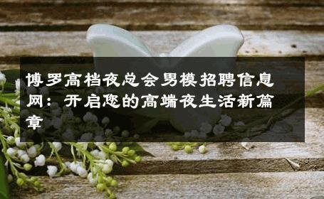 博罗高档夜总会男模招聘信息网：开启您的高端夜生活新篇章 