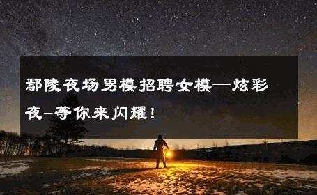 鄢陵夜场男模招聘女模—炫彩夜-等你来闪耀！ 