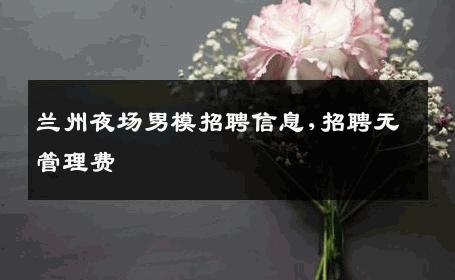 兰州夜场男模招聘信息,招聘无管理费 