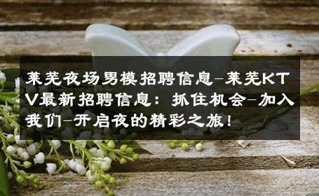 莱芜夜场男模招聘信息-莱芜KTV最新招聘信息：抓住机会-加入我们-开启夜的精彩之旅！ 