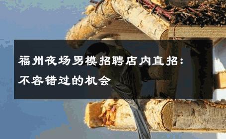 福州夜场男模招聘店内直招：不容错过的机会 