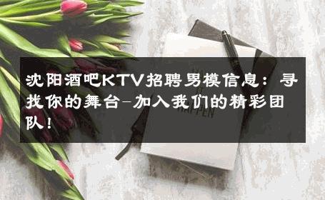 沈阳酒吧KTV招聘男模信息：寻找你的舞台-加入我们的精彩团队！ 