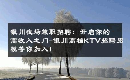 银川夜场兼职招聘：开启你的高收入之门-银川高档KTV招聘男模等你加入！ 