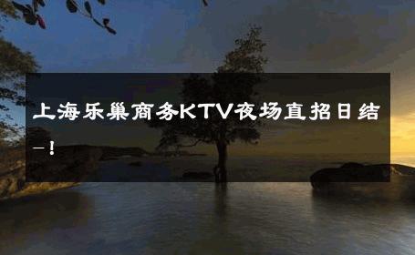 上海乐巢商务KTV夜场直招日结-！ 