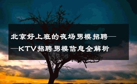 北京好上班的夜场男模招聘——KTV招聘男模信息全解析 