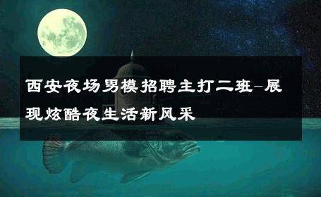 西安夜场男模招聘主打二班-展现炫酷夜生活新风采 