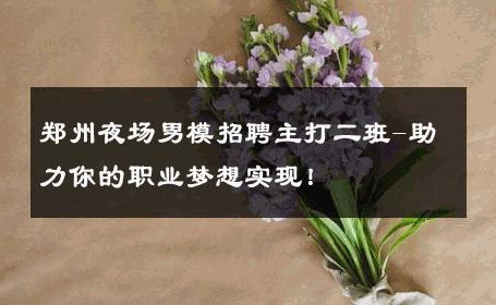 郑州夜场男模招聘主打二班-助力你的职业梦想实现！ 