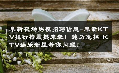 阜新夜场男模招聘信息-阜新KTV排行榜震撼来袭！魅力急招-KTV娱乐新星等你闪耀！ 