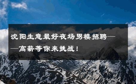 沈阳生意最好夜场男模招聘——高薪等你来挑战！ 