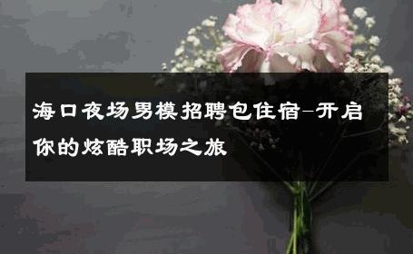 海口夜场男模招聘包住宿-开启你的炫酷职场之旅 