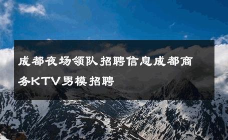 成都夜场领队招聘信息成都商务KTV男模招聘 