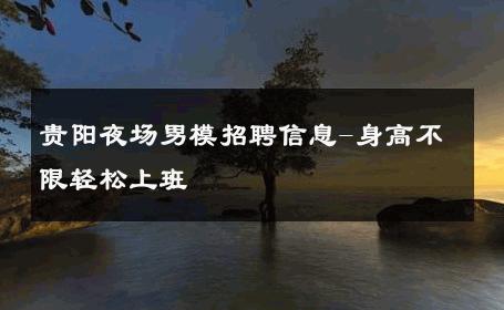 贵阳夜场男模招聘信息-身高不限轻松上班 