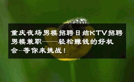 重庆夜场男模招聘日结KTV招聘男模兼职——轻松赚钱的好机会-等你来挑战！ 
