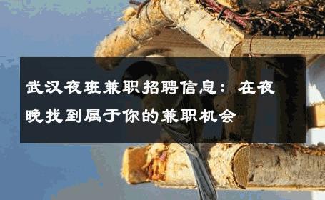 武汉夜班兼职招聘信息：在夜晚找到属于你的兼职机会 
