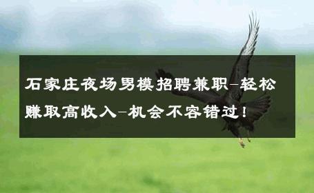 石家庄夜场男模招聘兼职-轻松赚取高收入-机会不容错过！ 