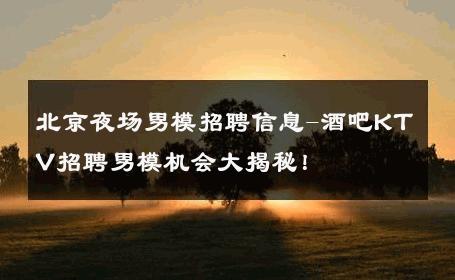 北京夜场男模招聘信息-酒吧KTV招聘男模机会大揭秘！ 