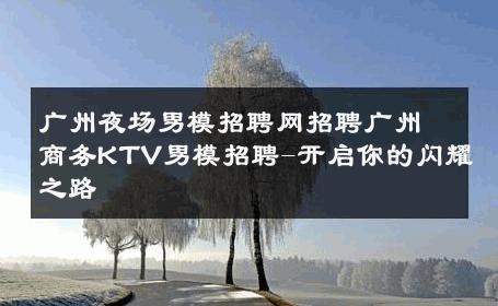广州夜场男模招聘网招聘广州商务KTV男模招聘-开启你的闪耀之路 