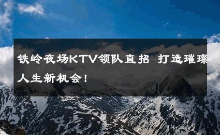 铁岭夜场KTV领队直招-打造璀璨人生新机会！ 