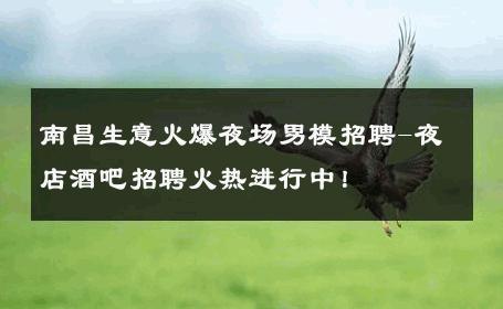 南昌生意火爆夜场男模招聘-夜店酒吧招聘火热进行中！ 