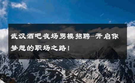 武汉酒吧夜场男模招聘-开启你梦想的职场之路！ 