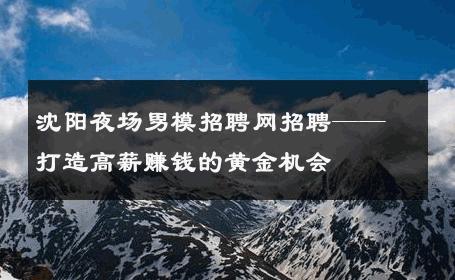 沈阳夜场男模招聘网招聘——打造高薪赚钱的黄金机会 