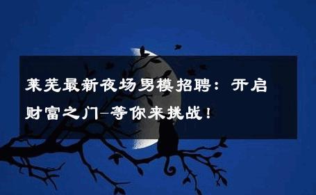 莱芜最新夜场男模招聘：开启财富之门-等你来挑战！ 