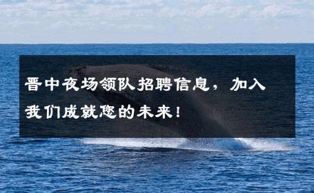 晋中夜场领队招聘信息，加入我们成就您的未来！